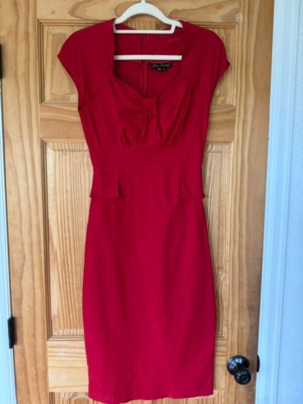 Stop Staring Red Wiggle Dress L Pinup Rockabilly Retro Bombshell Made USA